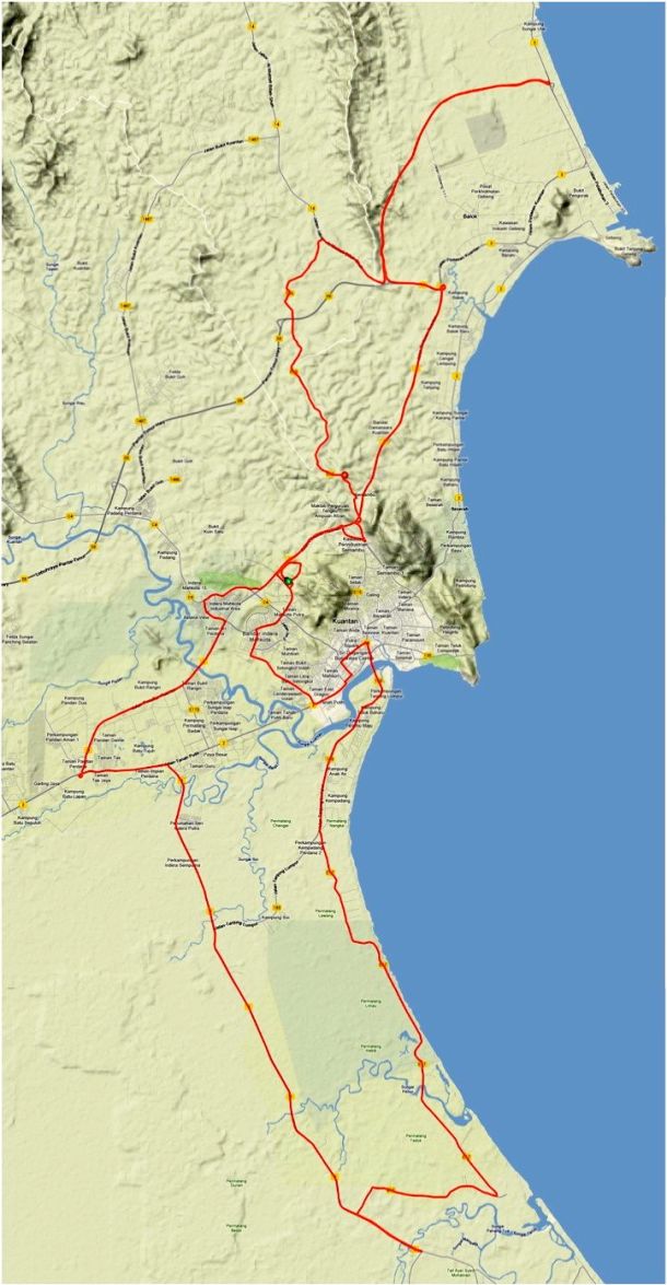 Kuantan Century 2013 Route