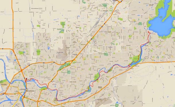 American River Bike Trail Route