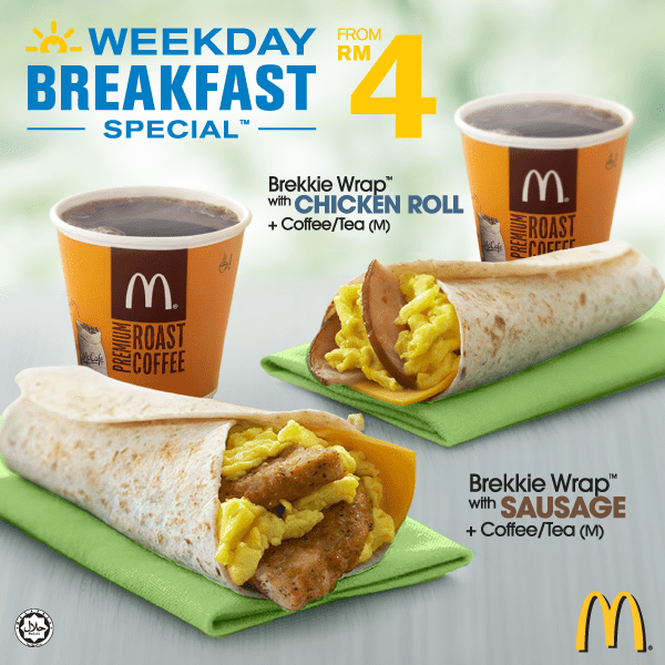 Mc Donalds weekday breakfast special brekkie wrap with sausage rm4 Possible To Earn RM30,000 A Month For Malaysian Blogger From the World of Advertisement Starting From McDonald's Ads